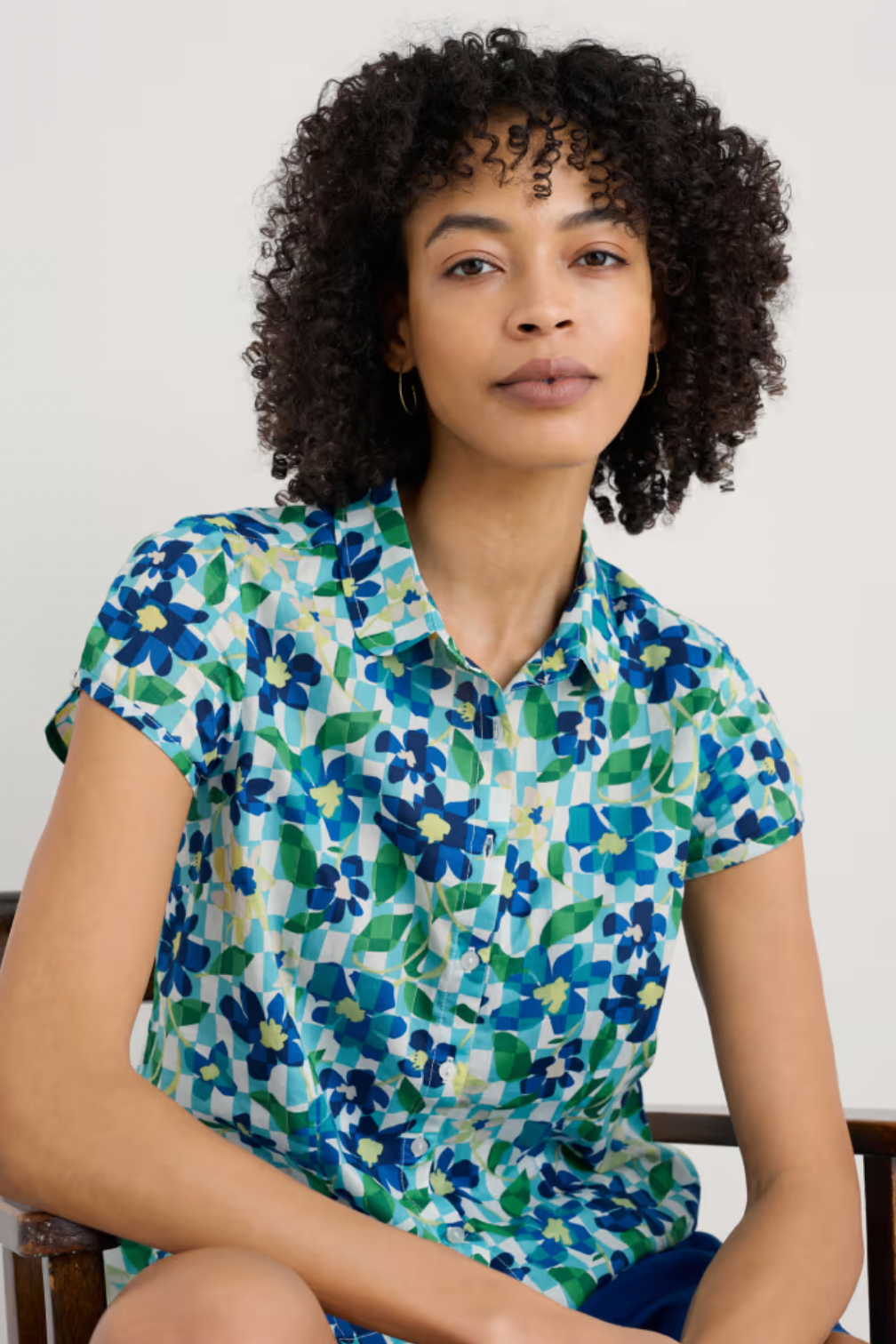 Seasalt Rushmaker Shirt in Picnic Floral Chalk