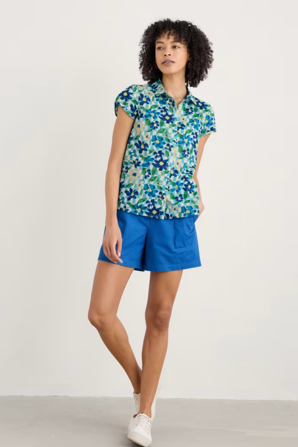 Seasalt Rushmaker Shirt in Picnic Floral Chalk
