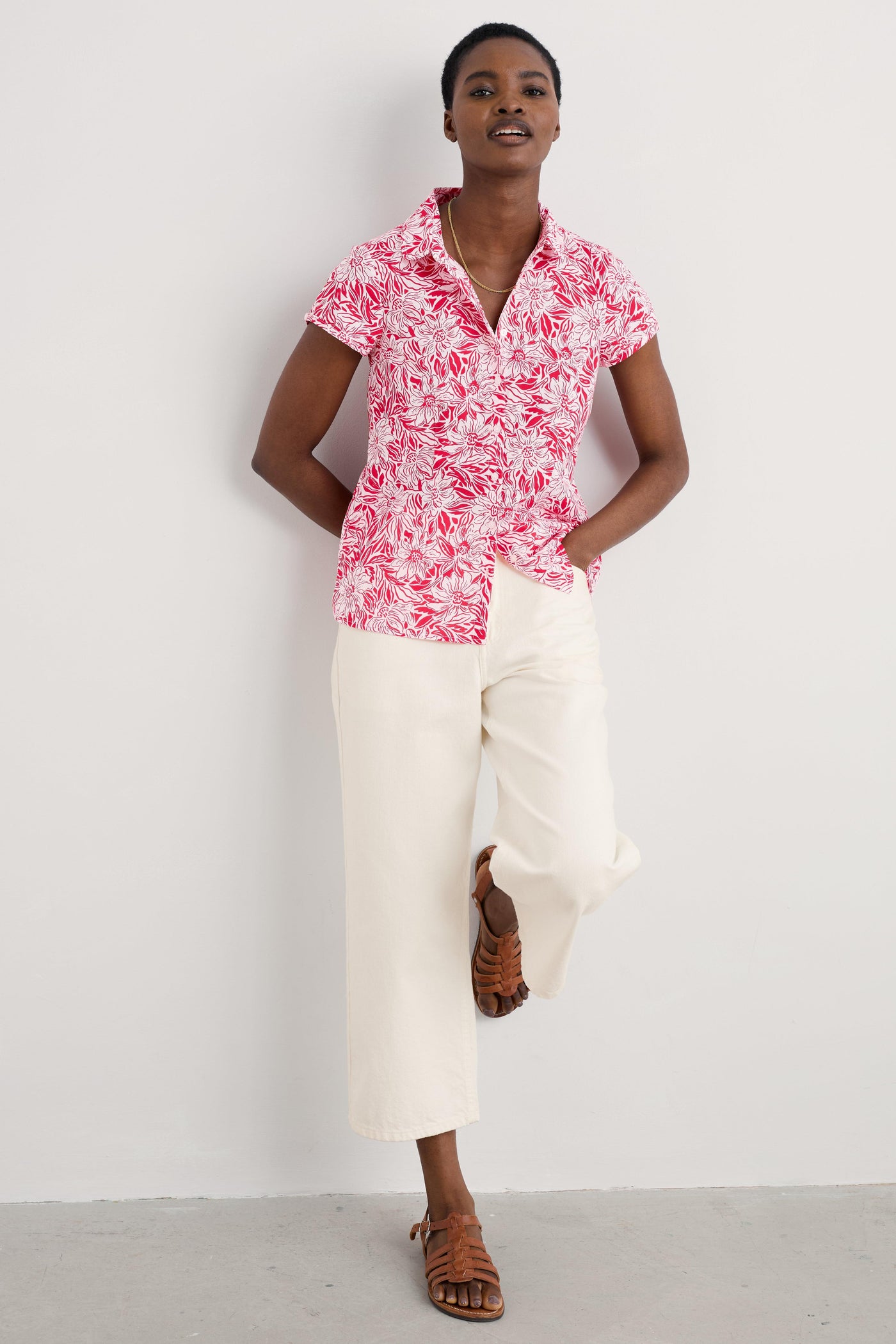 Seasalt Rushmaker Shirt in Stream Flower Scarlet