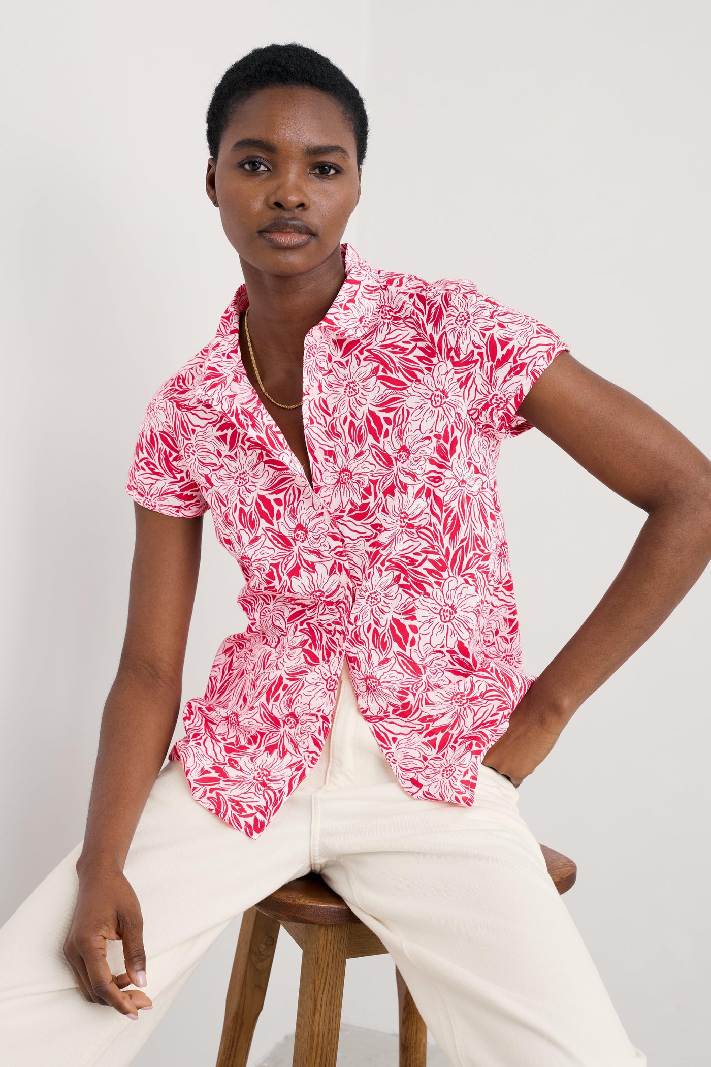 Seasalt Rushmaker Shirt in Stream Flower Scarlet