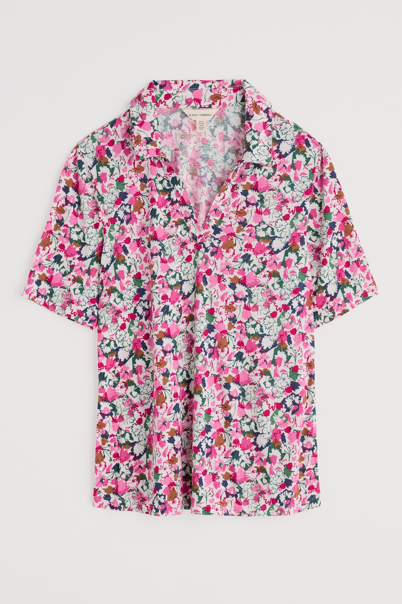Seasalt Misty Sky Shirt in Blossom Sketch Chalk on a white background.