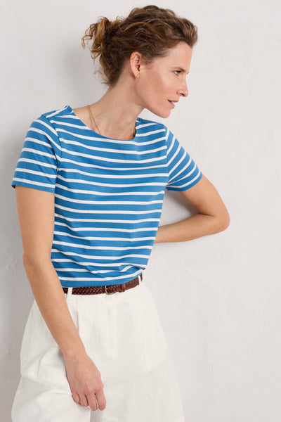 Seasalt Sailor T-Shirt - Breton Sailboats Chalk-Womens-Ohh! By Gum - Shop Sustainable