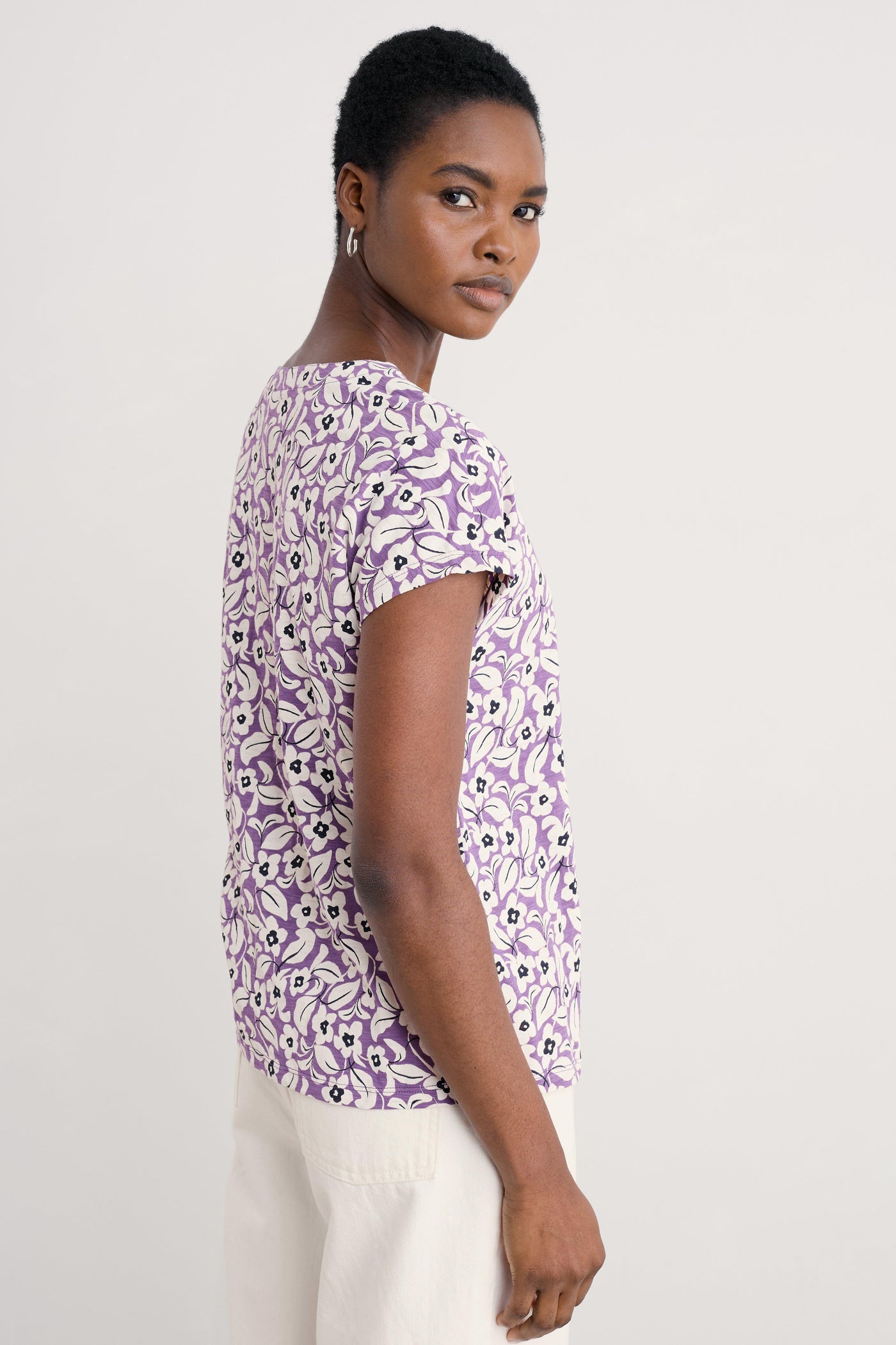 Seasalt Studio Glass Top in Winsome Floral Pansy