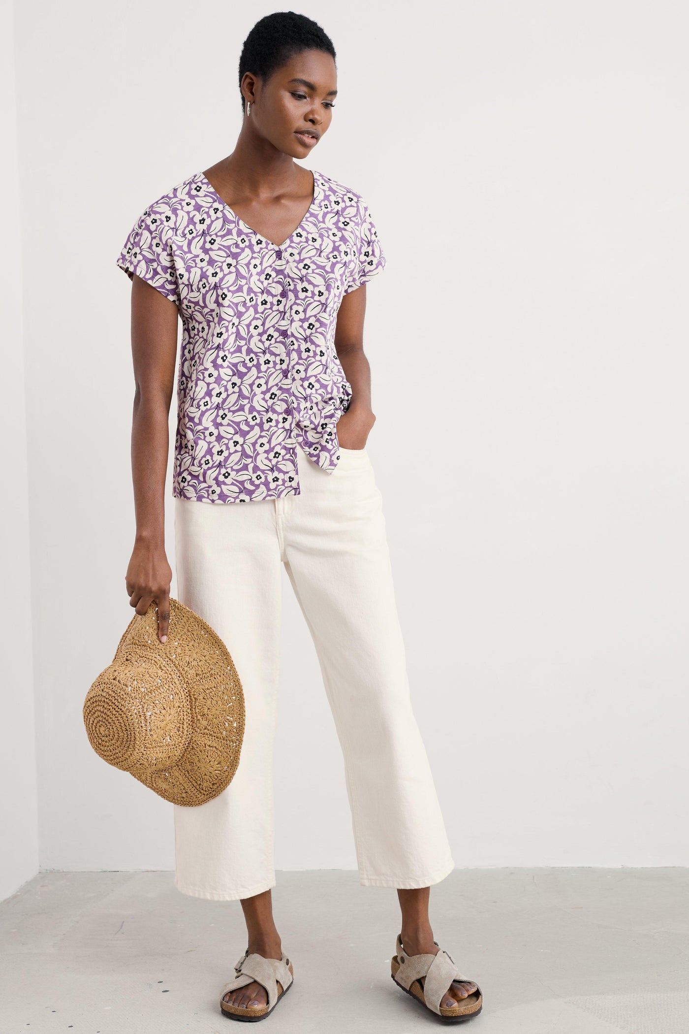 Seasalt Studio Glass Top in Winsome Floral Pansy
