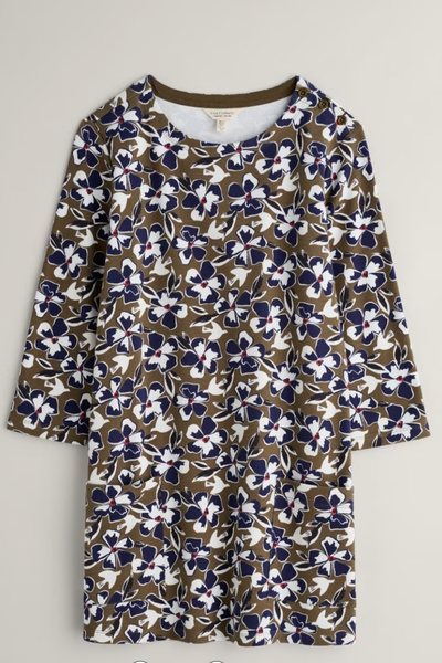 Seasalt Tall Waves Tunic - Bird Flower Dark Seagrass-Womens-Ohh! By Gum - Shop Sustainable