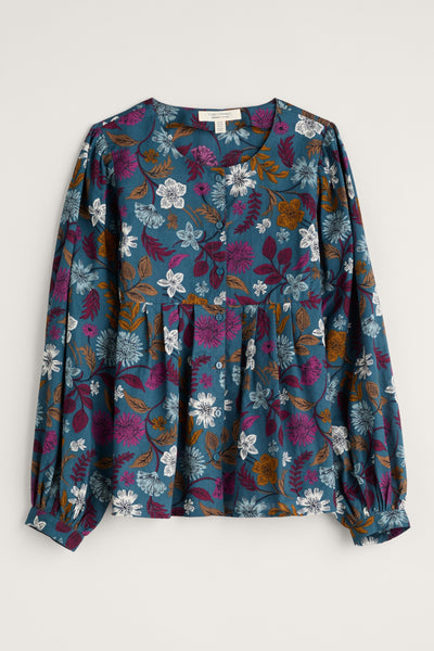 Seasalt Thornapple Shirt in Woodblock Bloom Dusky Jade-Womens-Ohh! By Gum - Shop Sustainable