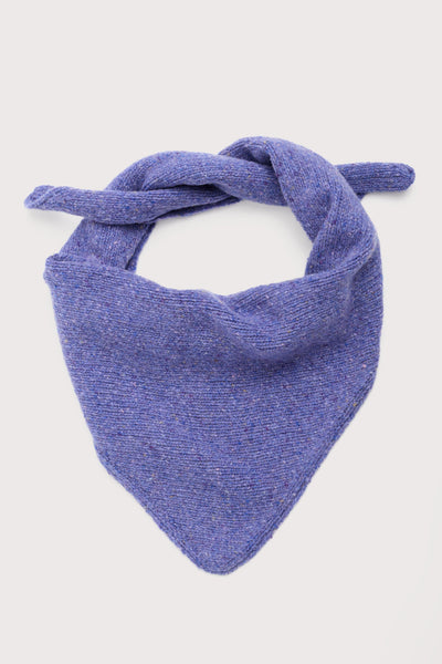 Purple wool scarf on a light gray background