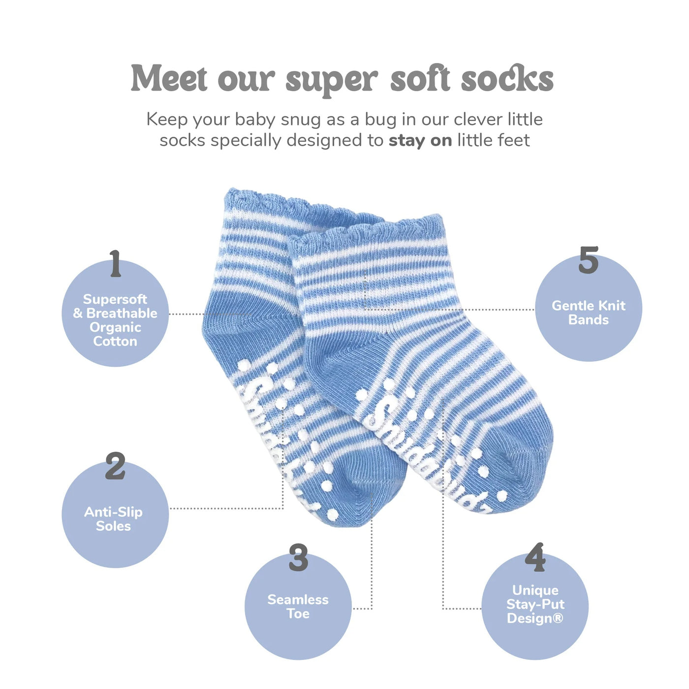 Snugabugz 3 Pack Socks - Grey Stripe-Kids-Ohh! By Gum - Shop Sustainable