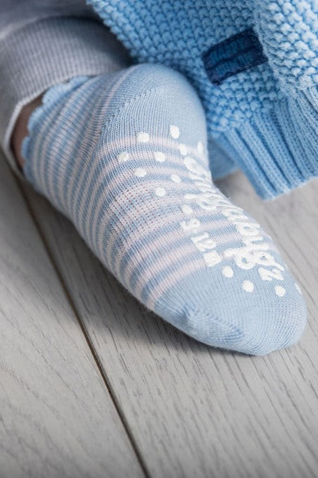 Snugabugz 3 Pack Stay On Socks - Blue Stripe-Kids-Ohh! By Gum - Shop Sustainable