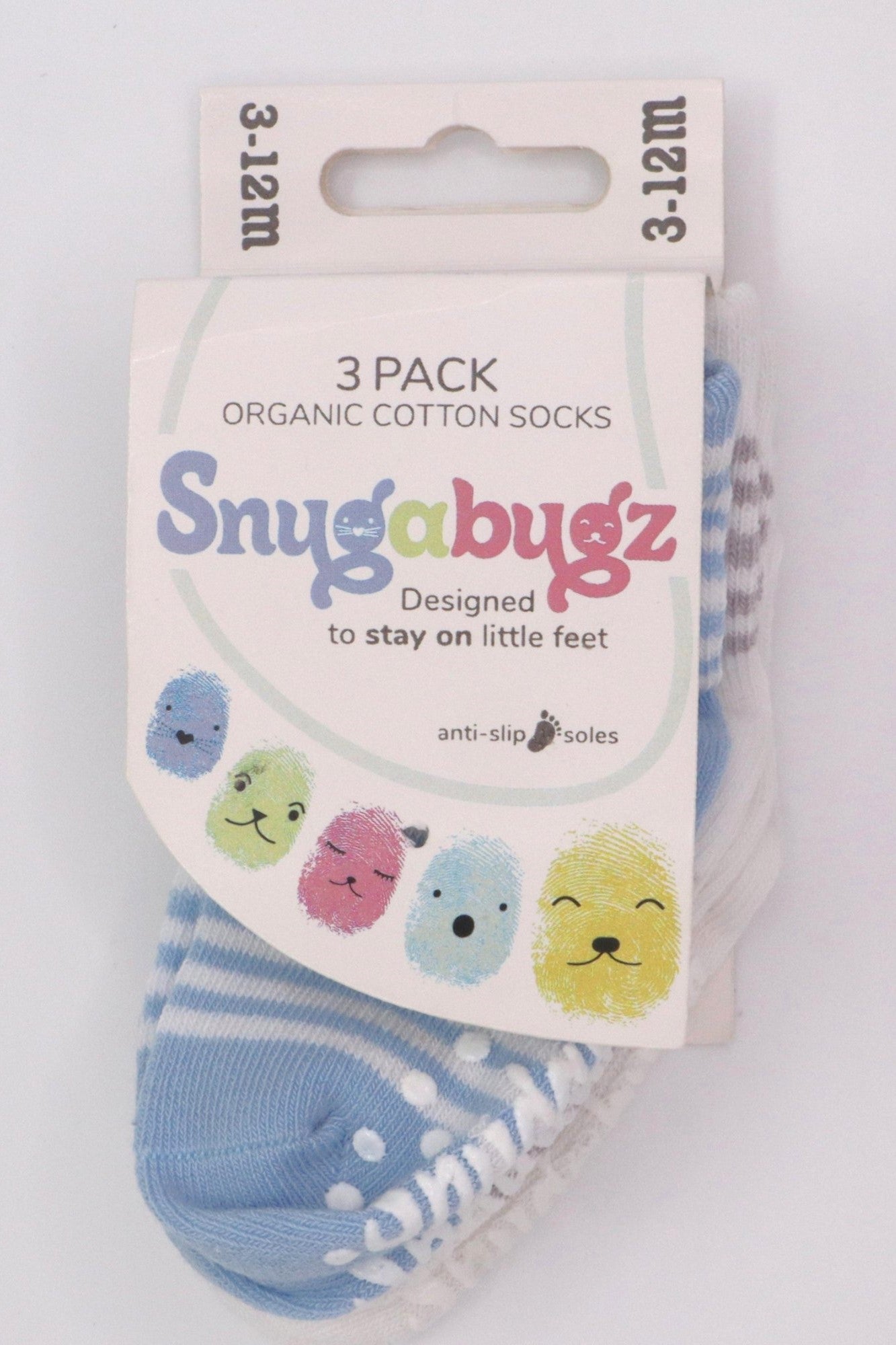 Snugabugz 3 Pack Stay On Socks - Blue Stripe-Kids-Ohh! By Gum - Shop Sustainable