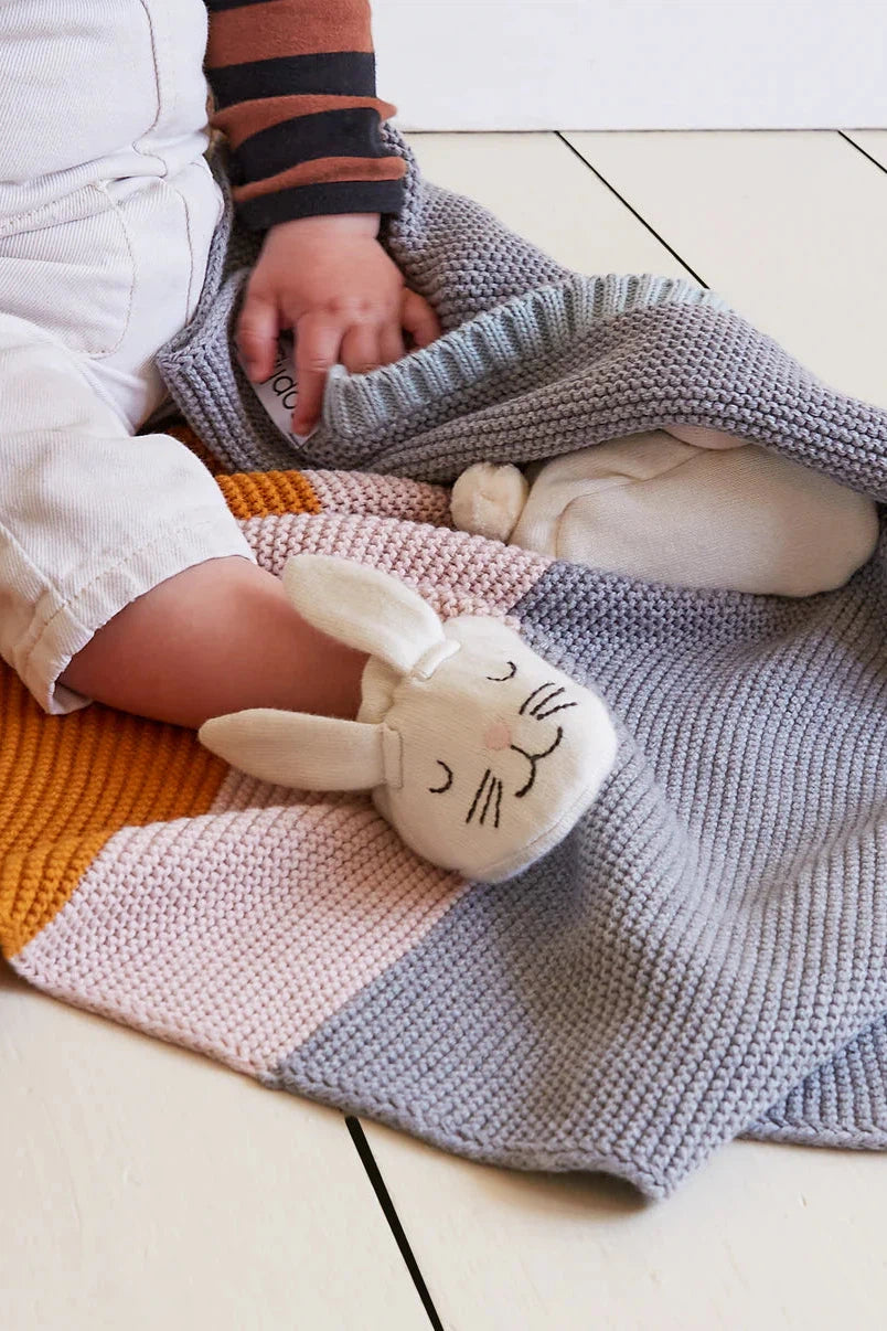 Sophie Home Cotton Knit Baby Booties - Ivory Rabbit-Kids-Ohh! By Gum - Shop Sustainable