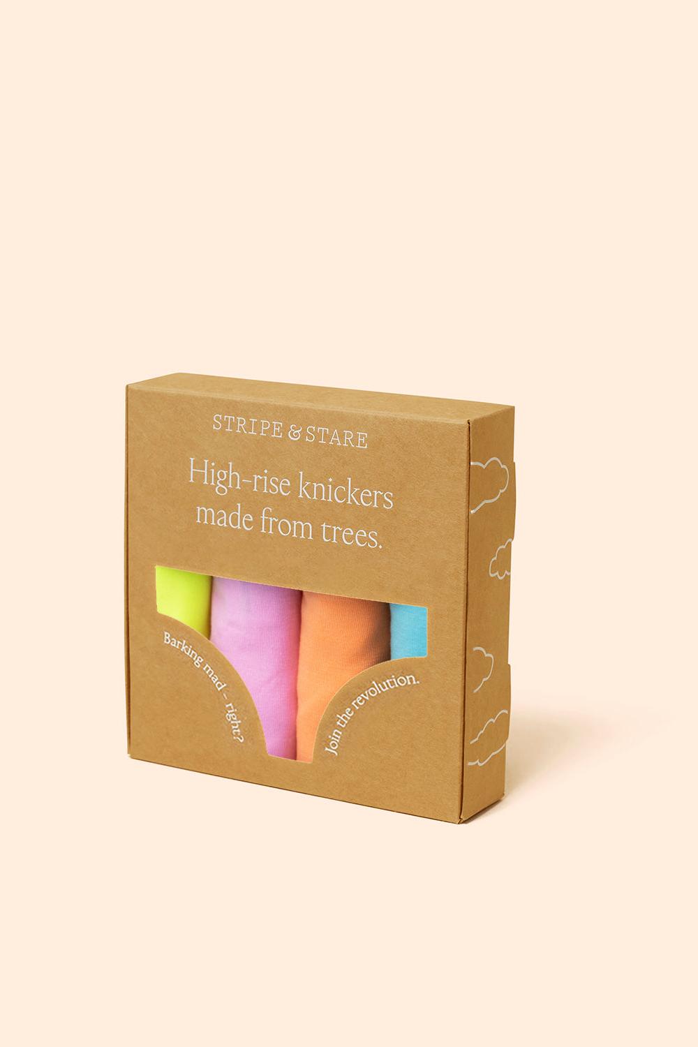 Stripe & Stare High Rise Four Pack - Neon Candy