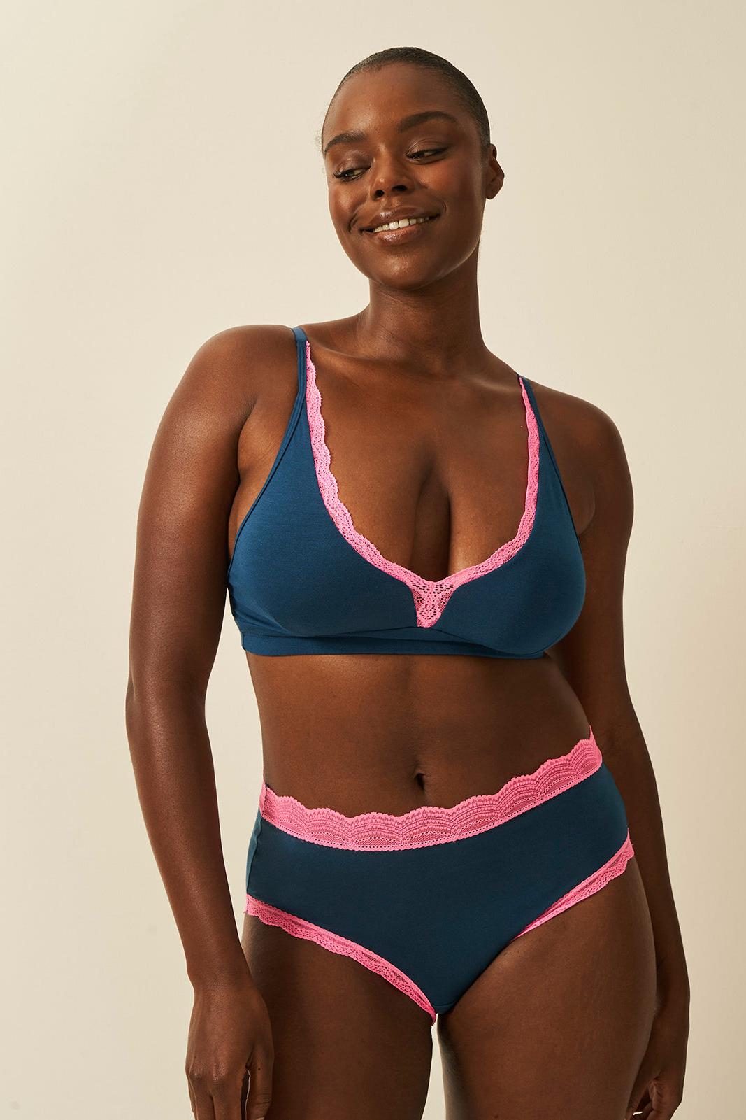 Stripe & Stare High Rise Knicker - Midnight/Hot Pink