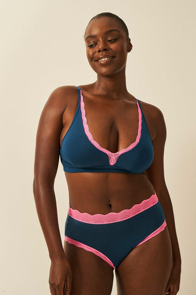 Stripe & Stare High Rise Knicker - Midnight/Hot Pink