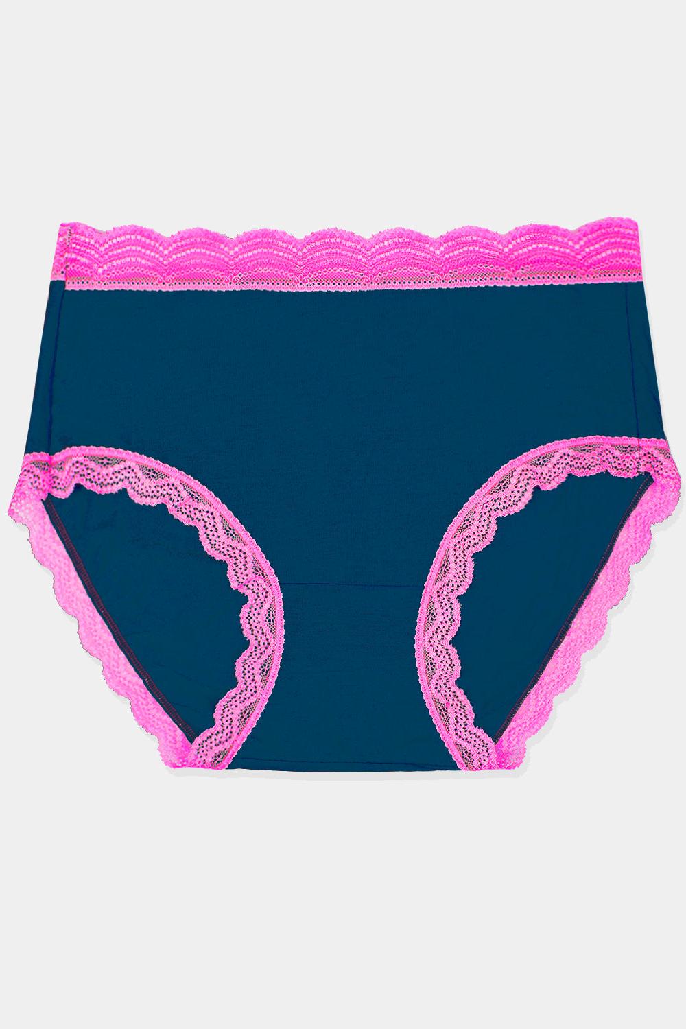 Stripe & Stare High Rise Knicker - Midnight/Hot Pink