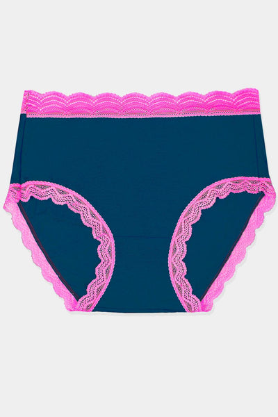 Stripe & Stare High Rise Knicker - Midnight/Hot Pink
