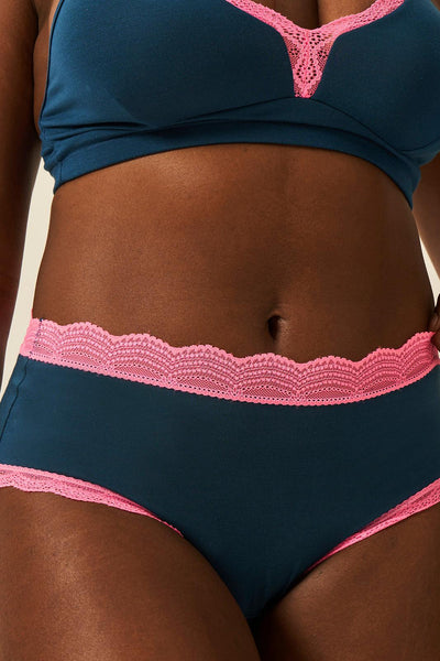 Stripe & Stare High Rise Knicker - Midnight/Hot Pink