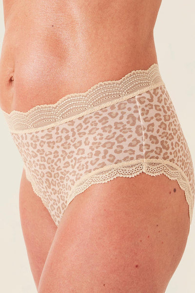 Stripe & Stare High Rise Knicker - Neutral Leopard Sand