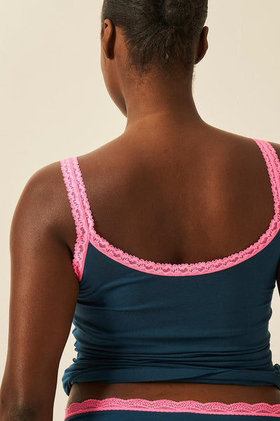 Stripe & Stare Lace Cami - Midnight/Hot Pink