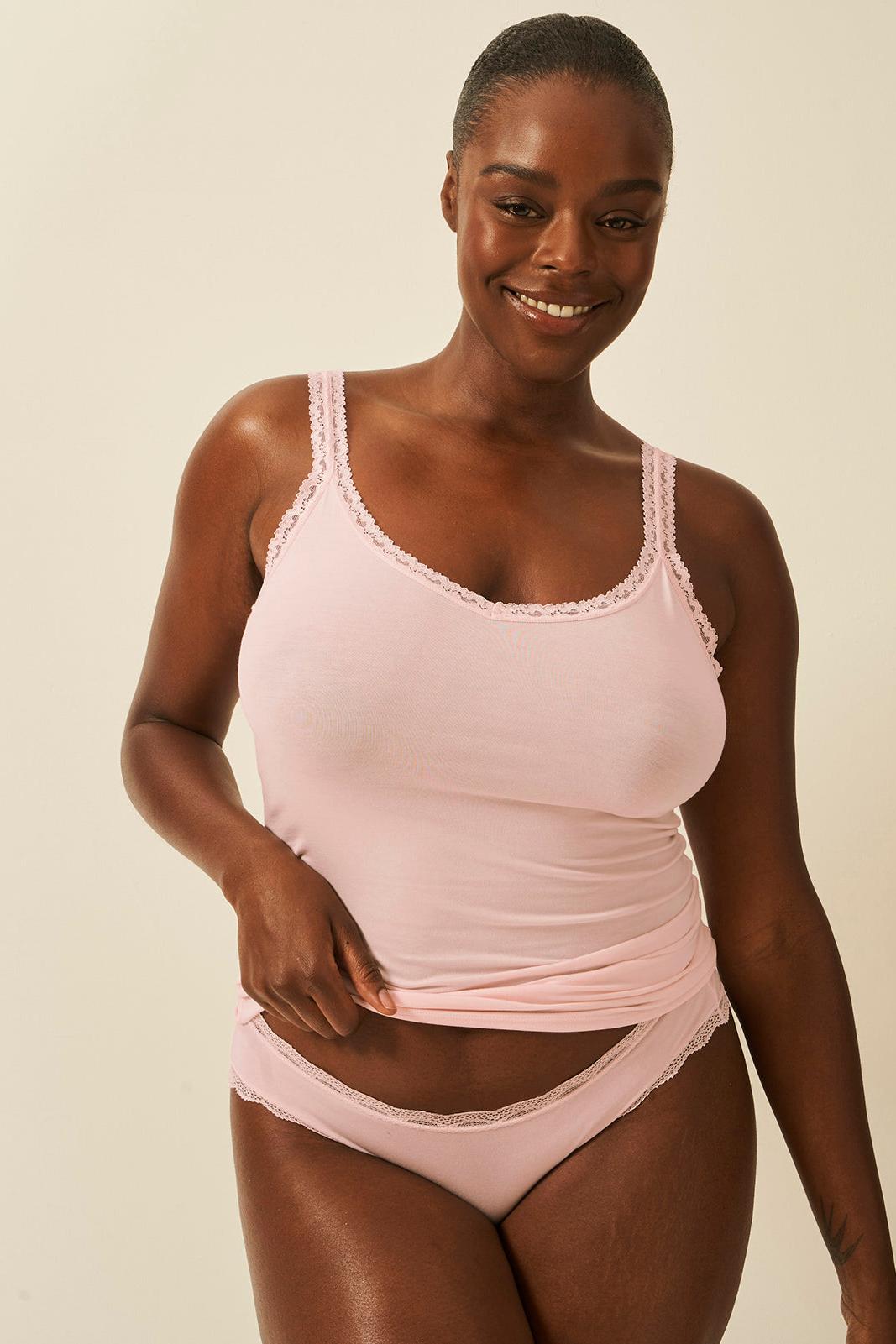 Stripe & Stare Lace Cami - Pink-a-Boo