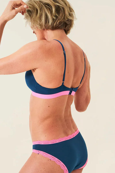 Stripe & Stare Padded Bra - Midnight Neon Hot Pink