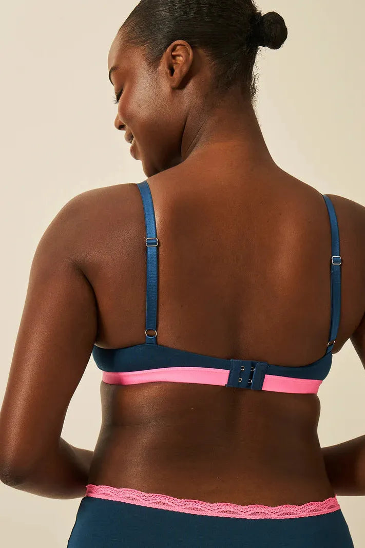 Stripe & Stare Padded Bra - Midnight Neon Hot Pink