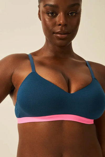 Stripe & Stare Padded Bra - Midnight Neon Hot Pink