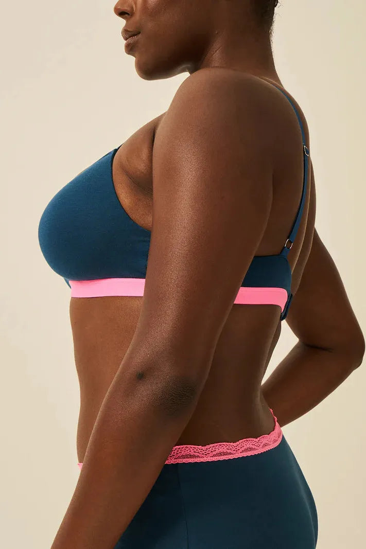 Stripe & Stare Padded Bra - Midnight Neon Hot Pink