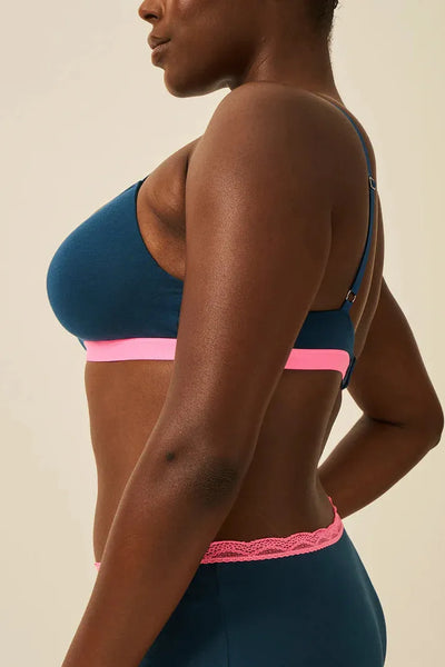 Stripe & Stare Padded Bra - Midnight Neon Hot Pink