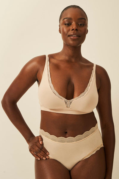 Stripe & Stare Plunge Lace Bra - Sand