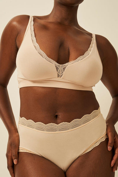 Stripe & Stare Plunge Lace Bra - Sand