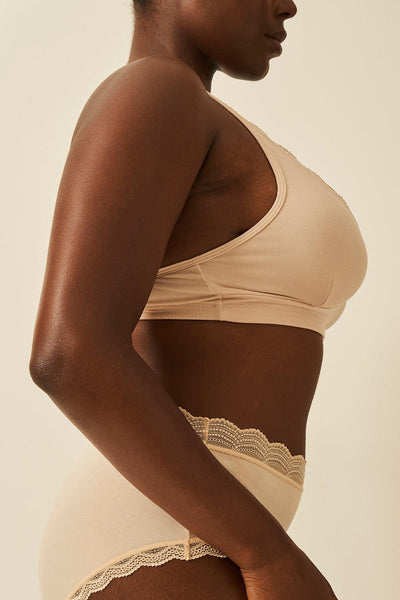 Stripe & Stare Plunge Lace Bra - Sand
