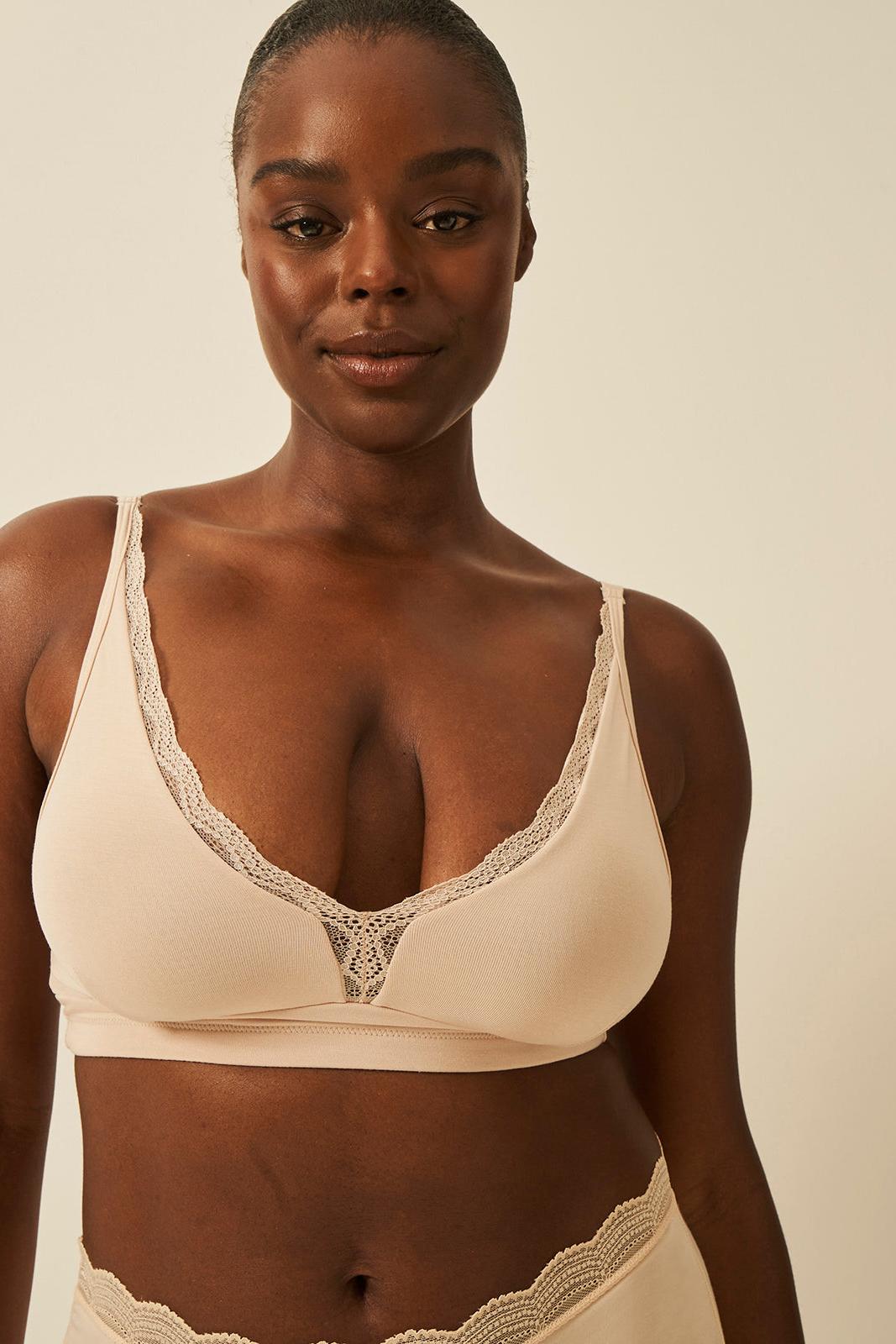 Stripe & Stare Plunge Lace Bra - Sand
