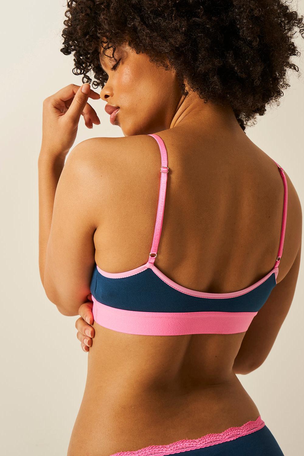 Stripe & Stare T-Shirt Bra - Midnight Neon/Hot Pink - Ohh! By Gum
