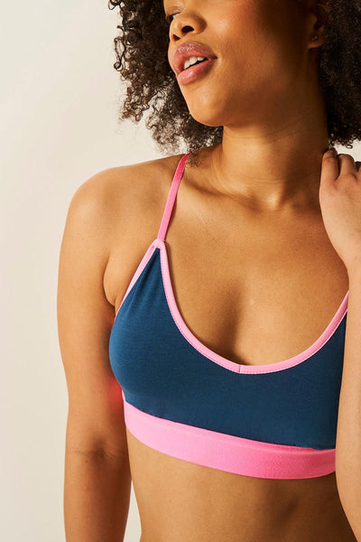 Stripe & Stare T-Shirt Bra - Midnight Neon/Hot Pink