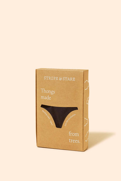 Stripe & Stare Thong - Black