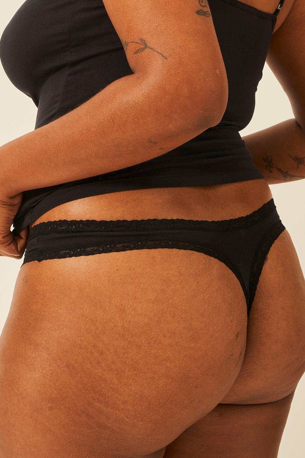 Stripe & Stare Thong - Black