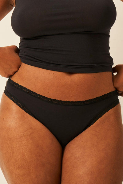 Stripe & Stare Thong - Black