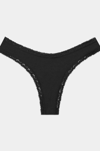 Stripe & Stare Thong - Black
