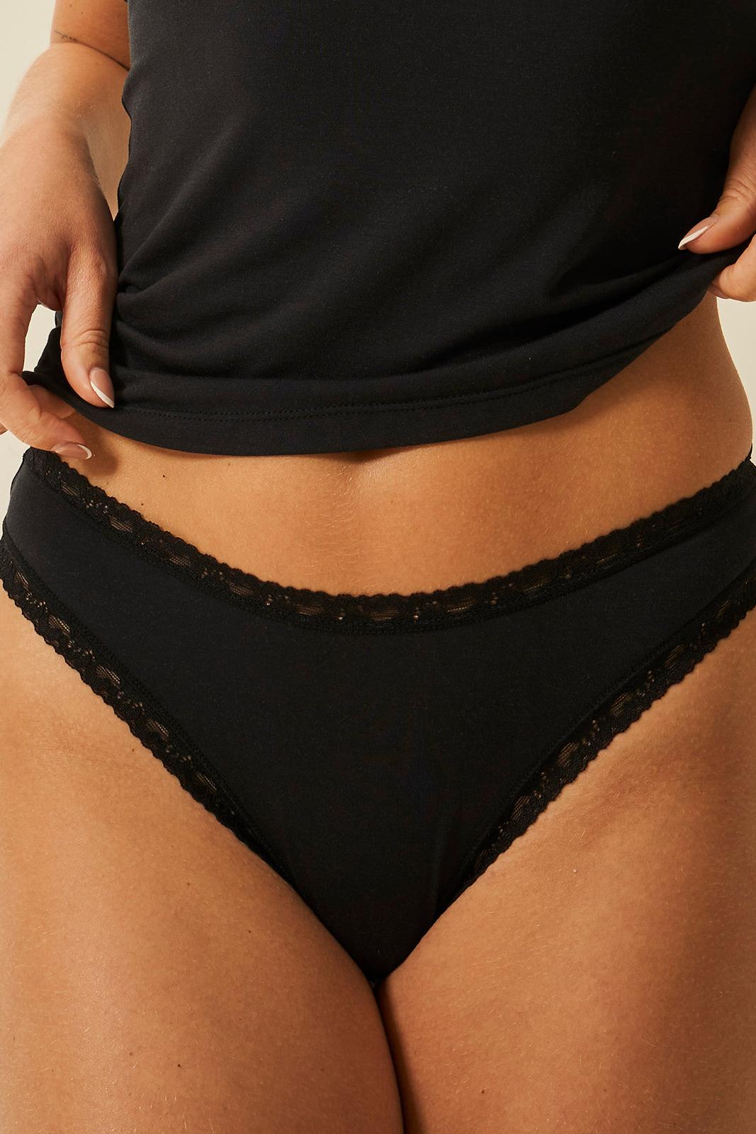 Stripe & Stare Thong - Black