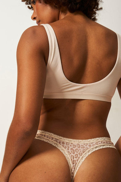 Stripe & Stare Thong - Neutral Leopard Sand