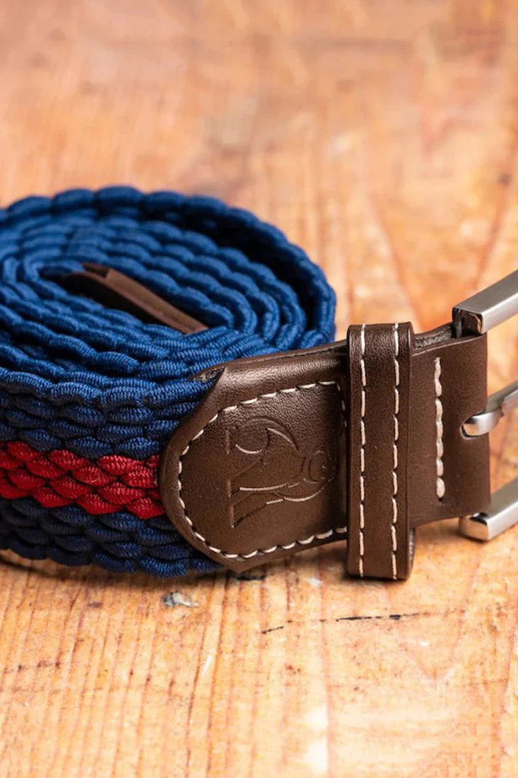 Swole Panda Blue / Burgundy Stripe Woven Belt-Mens-Ohh! By Gum - Shop Sustainable