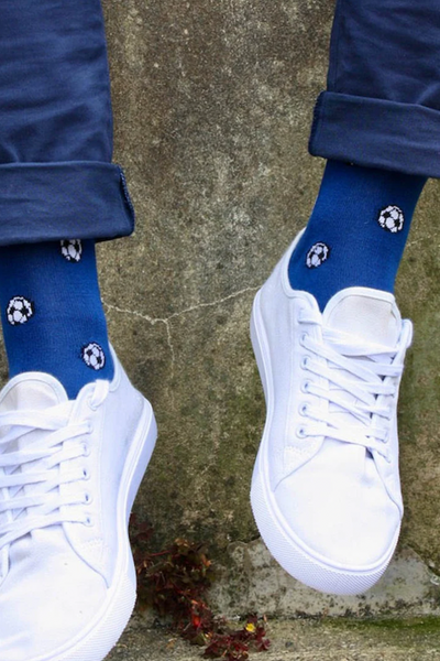 Swole Panda Blue Football Bamboo Socks-Mens-Ohh! By Gum - Shop Sustainable