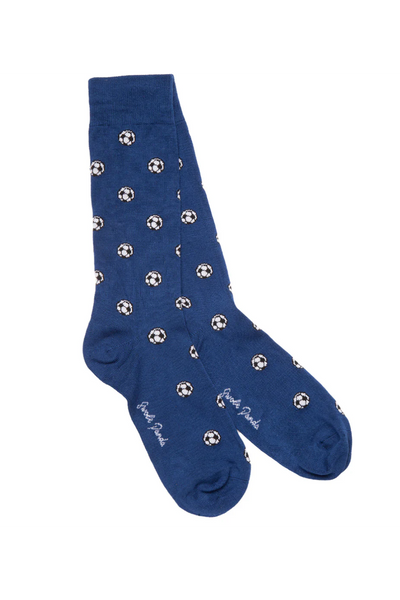 Swole Panda Blue Football Bamboo Socks-Mens-Ohh! By Gum - Shop Sustainable