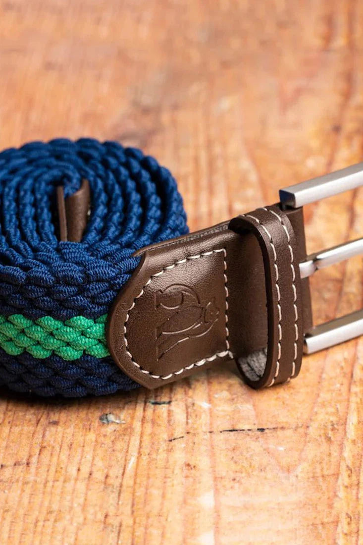 Swole Panda Blue / Green Stripe Woven Belt-Mens-Ohh! By Gum - Shop Sustainable