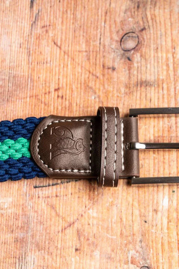 Swole Panda Blue / Green Stripe Woven Belt-Mens-Ohh! By Gum - Shop Sustainable