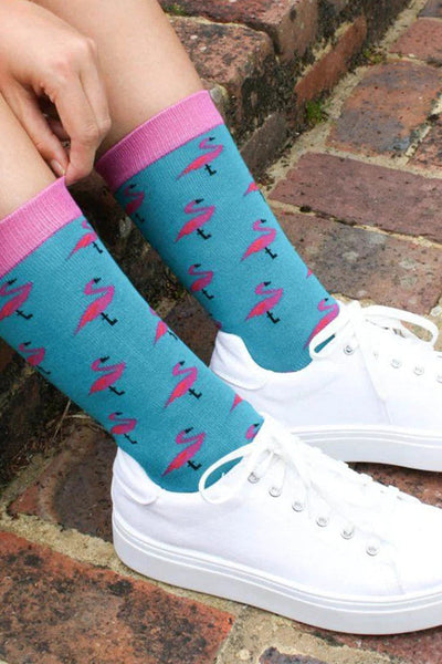 Swole Panda Flamingo Bamboo Socks-Womens-Ohh! By Gum - Shop Sustainable