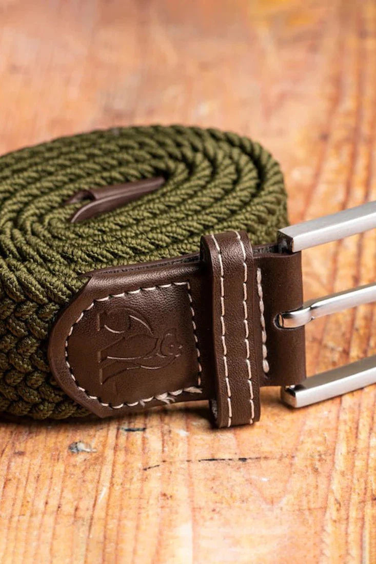 Swole Panda Khaki Green Woven Belt-Mens-Ohh! By Gum - Shop Sustainable