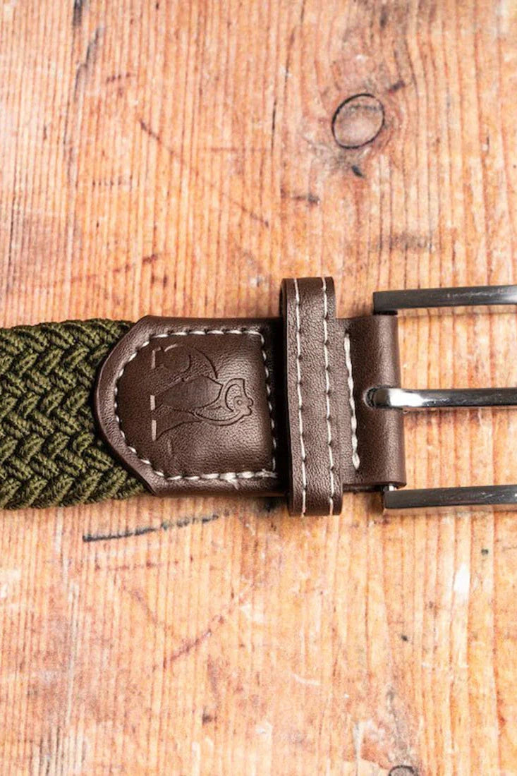 Swole Panda Khaki Green Woven Belt-Mens-Ohh! By Gum - Shop Sustainable