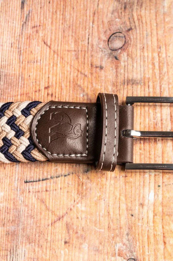 Swole Panda Navy / Beige Zigzag Woven Belt-Womens-Ohh! By Gum - Shop Sustainable